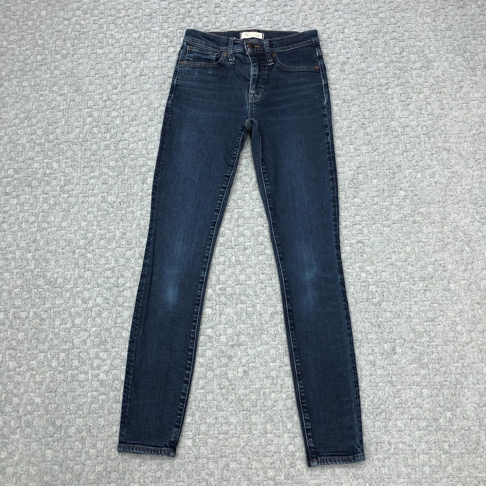 Madewell 9" Mid-Rise Skinny Jeans Womens 24T Blue Dark Wash Tall Stretch Denim